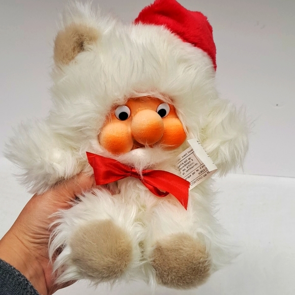 Vintage CHRISTMAS "Santakin" plush with rubber face  teadybear - Picture 3 of 5